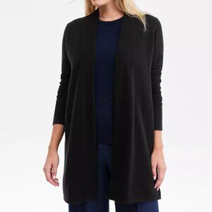 Women's Charter Club Luxury 100% Cashmere Split-Hem Long Cardigan in Black